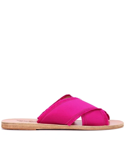 Shop Ancient Greek Sandals Thais Satin Slides In Pink