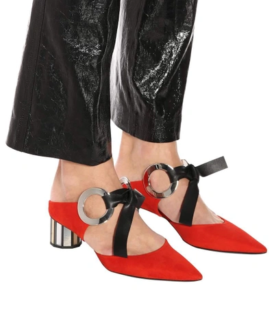 Shop Proenza Schouler Suede And Leather Mules In Red