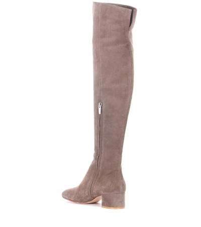 Shop Gianvito Rossi Rolling Mid Suede Over-the-knee Boots In Grey