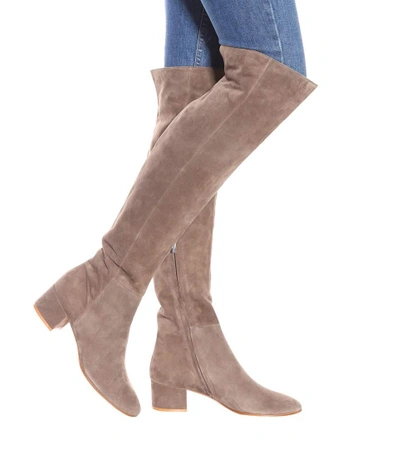 Shop Gianvito Rossi Rolling Mid Suede Over-the-knee Boots In Grey