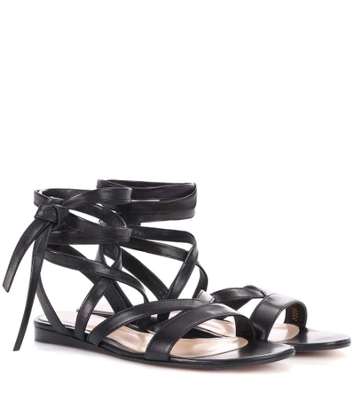 Shop Gianvito Rossi Janis Leather Sandals In Black