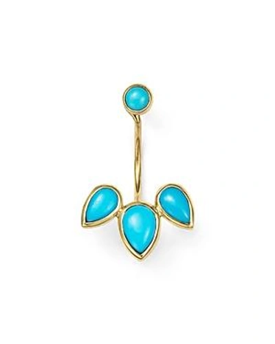 Shop Zoë Chicco 14k Yellow Gold Stud Earring With Turquoise Earring Jacket In Blue/gold