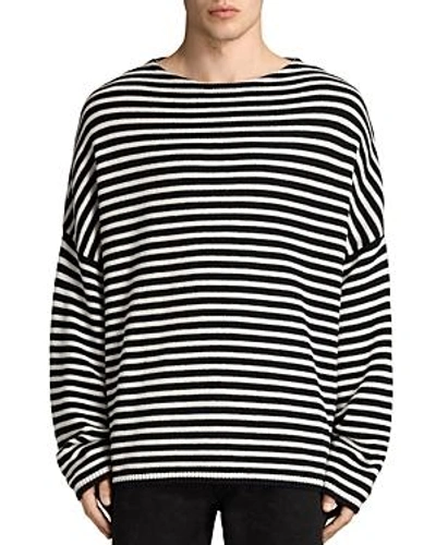 Shop Allsaints Marcel Sweater In Ink Navy/ecru White