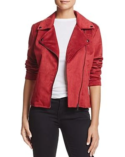 Shop Bagatelle Faux Suede Moto Jacket In Cherry