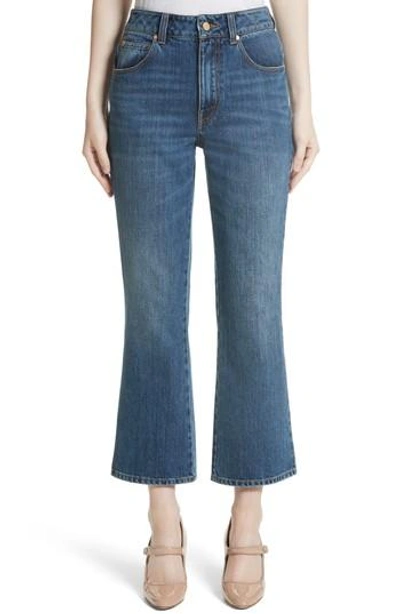 Shop Co Ankle Flare High Waist Jeans In Indigo