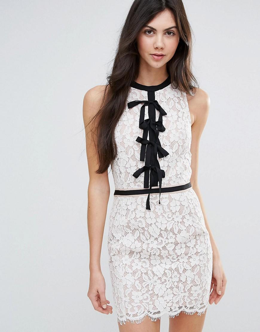Endless Rose Lace Shift Dress With Tie Detail - White | ModeSens
