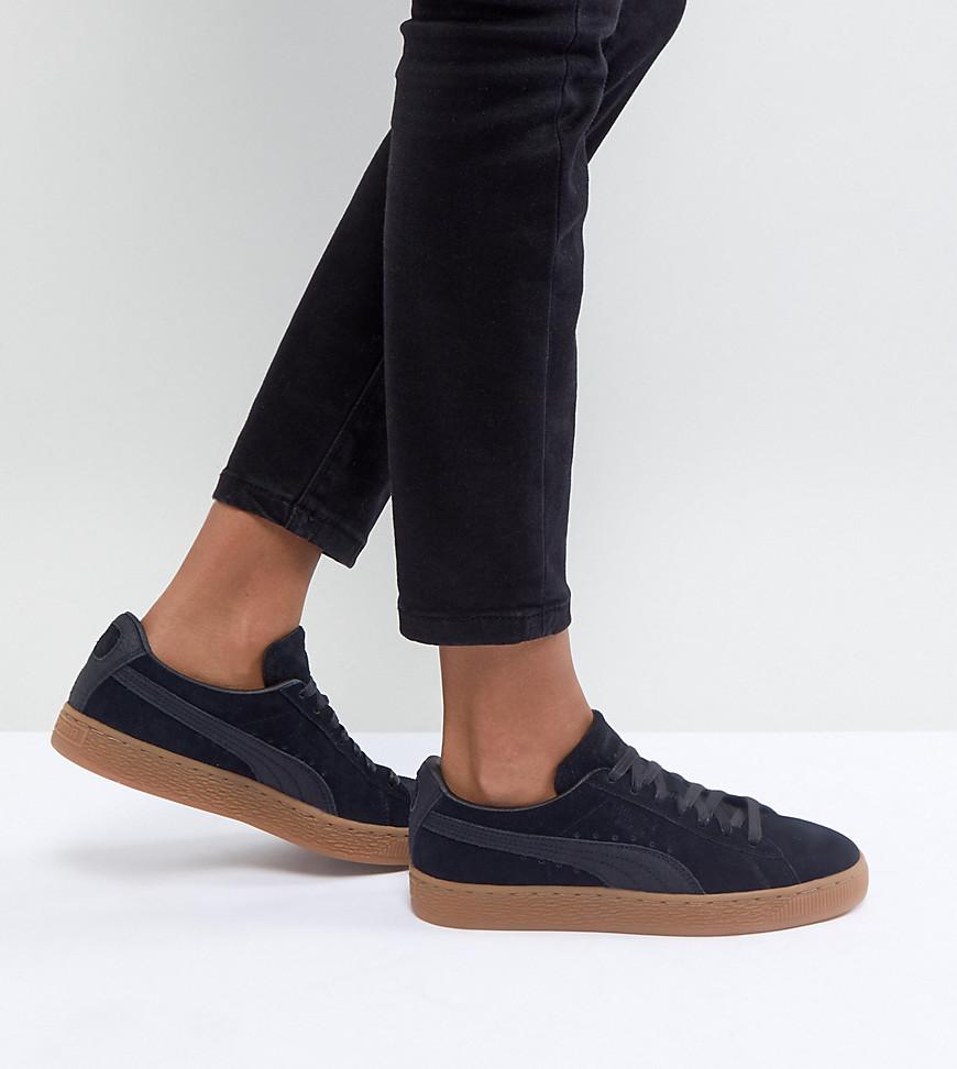 black suede trainers gum sole