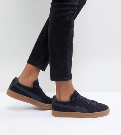 Puma Suede Classic Sneakers With Gum Sole In Black - Black | ModeSens