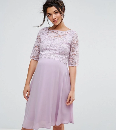 Shop Queen Bee Lace Overlay Midi Swing Dress - Purple