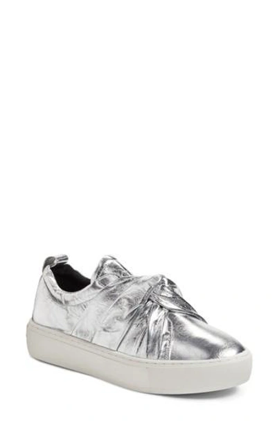 Shop Rebecca Minkoff Nicole Platform Sneaker In Silver Metallic Leather