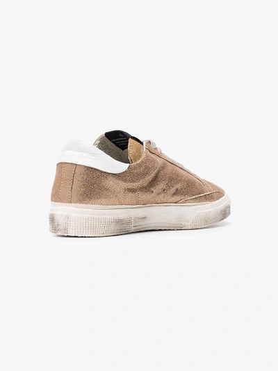 Shop Golden Goose Deluxe Brand Rose Gold Glitter May Leather Sneakers In Metallic