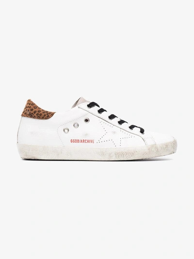 Shop Golden Goose Deluxe Brand White Leopard Superstar Sneakers
