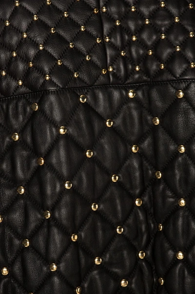 Shop Balmain Studded Leather Bomber Jacket In Black