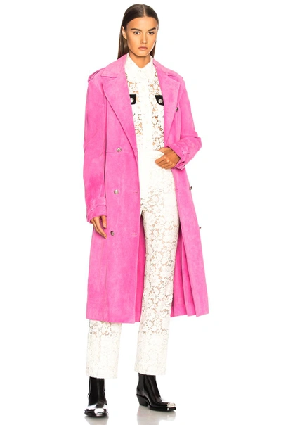 Shop Calvin Klein 205w39nyc Soft Suede Trench Coat In Pink