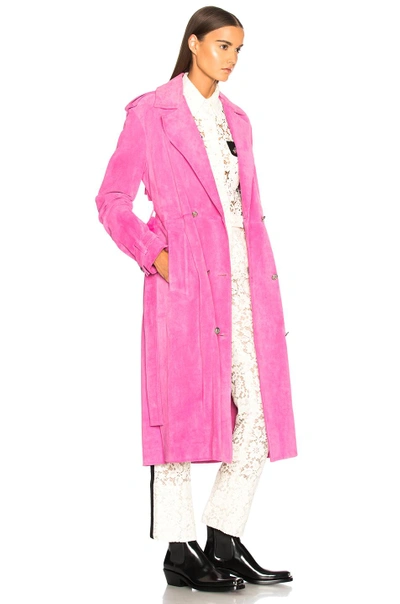 Shop Calvin Klein 205w39nyc Soft Suede Trench Coat In Pink