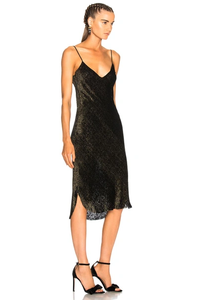 Shop Nili Lotan Short Cami Dress In Black,metallics