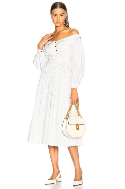 Shop Sandy Liang Marge Dress In White,stripes