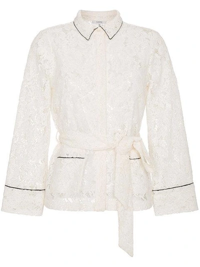 Shop Ganni Lace Belted Shirt