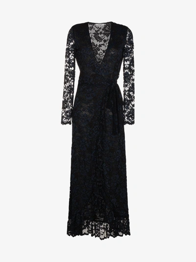 Shop Ganni Flynn Lace Maxi Dress In Black