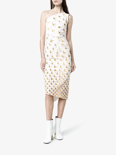 Shop Peter Pilotto One Shoulder Floral Print Dress In White