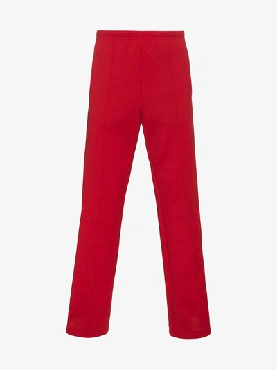 Shop Maison Margiela Red Striped Cotton Track Pants