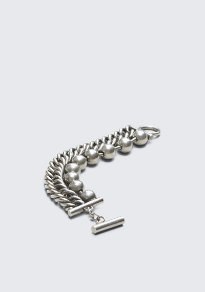 Shop Alexander Wang Ball Chain Stacked Bracelet In Lead