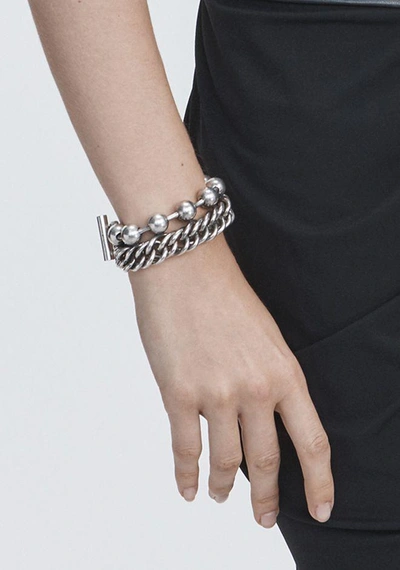 Shop Alexander Wang Ball Chain Stacked Bracelet In Lead
