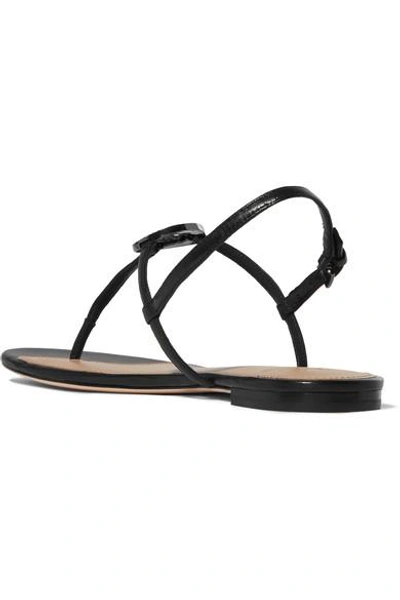 Shop Tory Burch Liana Crystal-embellished Leather Sandals In Black