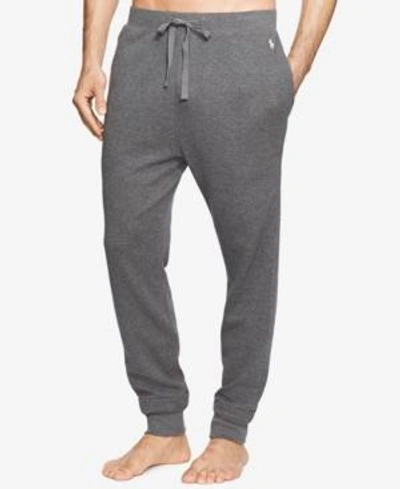 Shop Polo Ralph Lauren Men's Waffle-knit Thermal Jogger Pajama Pants In Charcoal Heather