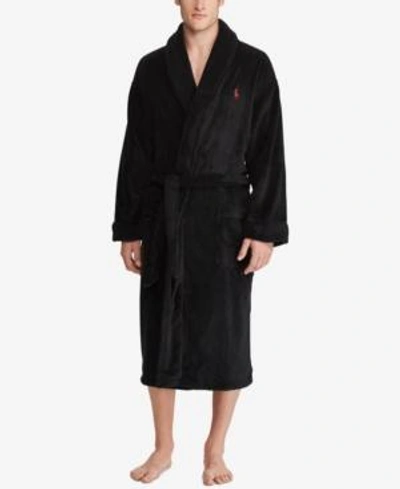 Shop Polo Ralph Lauren Men's Plush Shawl-collar Robe In Polo Black