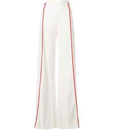 Shop Galvan White High Waisted Side Stripe Trousers