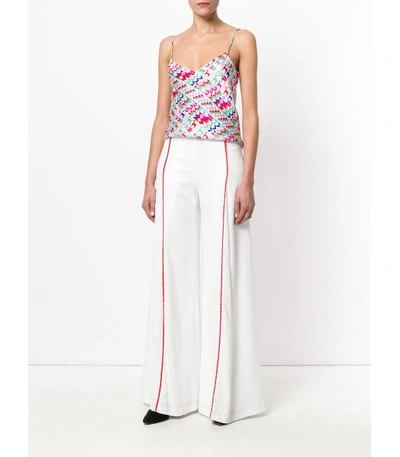Shop Galvan White High Waisted Side Stripe Trousers