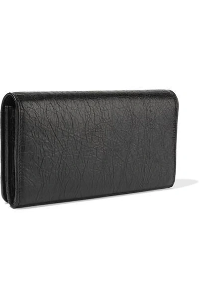 Shop Balenciaga Textured-leather Wallet In Black