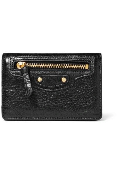 Shop Balenciaga Textured-leather Cardholder In Black