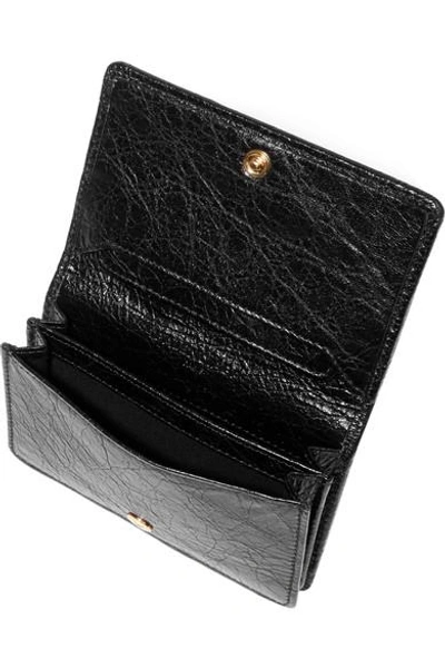 Shop Balenciaga Textured-leather Cardholder In Black