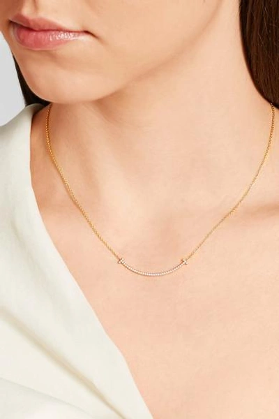 Shop Tiffany & Co T Smile 16" 18-karat Gold Diamond Necklace