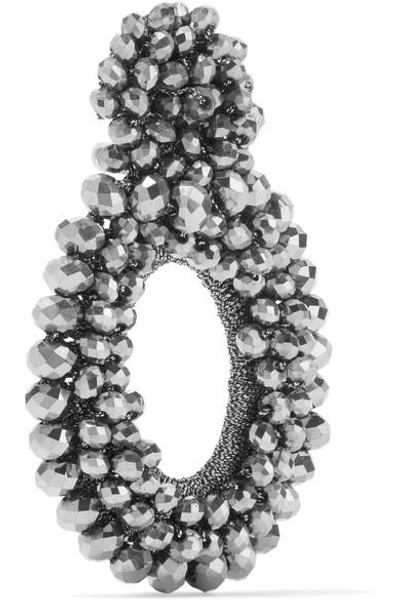 Shop Bibi Marini Primrose Bead And Silk Earrings In Silver