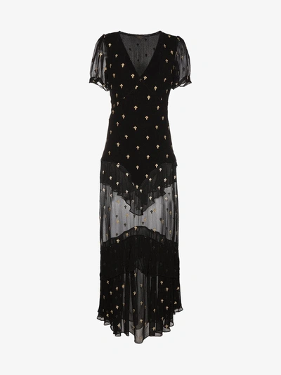 Shop De La Vali Juliette Cross Embroidered Dress In Black
