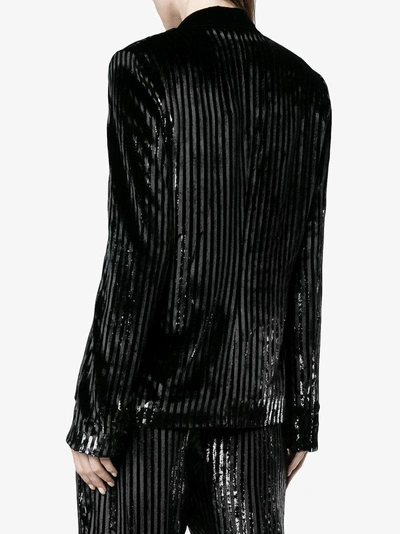 Shop De La Vali Velvet Jacket With Lurex Stripes In Black