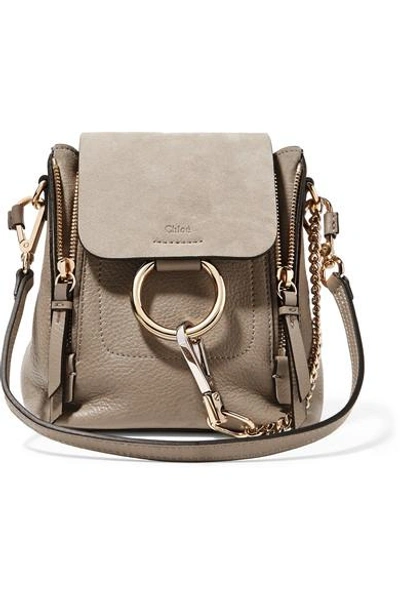 Shop Chloé Faye Mini Textured-leather And Suede Backpack