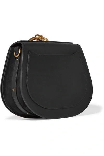 Shop Chloé Nile Bracelet Small Textured-leather Shoulder Bag In Black