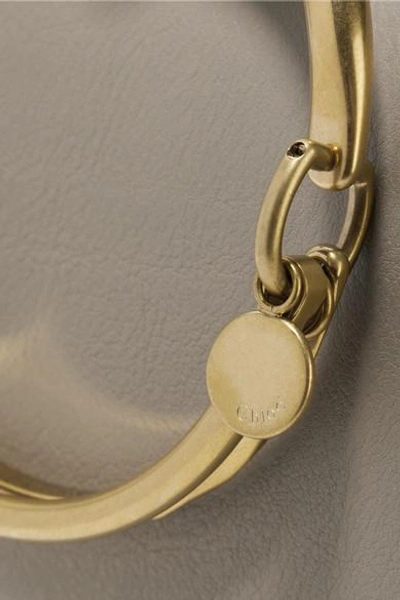 Shop Chloé Nile Bracelet Medium Textured-leather And Suede Shoulder Bag In Gray