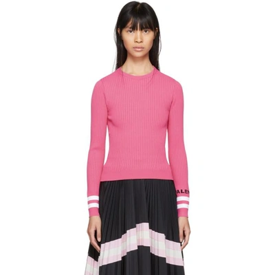 Shop Valentino Pink Ribbed Striped Sweater
