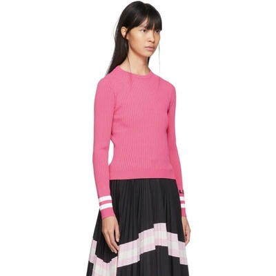 Shop Valentino Pink Ribbed Striped Sweater