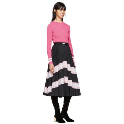 Shop Valentino Pink Ribbed Striped Sweater