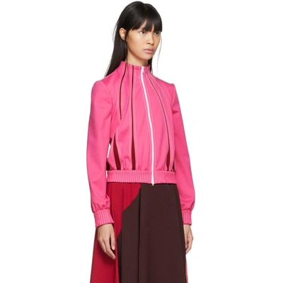 Shop Valentino Pink And Red Panelled Track Jacket