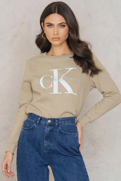 Calvin Klein Crew Neck True Sweatshirt Beige | ModeSens