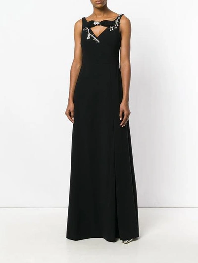 Shop Boutique Moschino Embellished Neck Gown In Black
