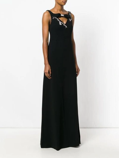 Shop Boutique Moschino Embellished Neck Gown In Black