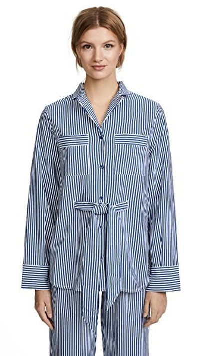 Shop Stylekeepers Sleeping Shirt Blazer In Striped Blue
